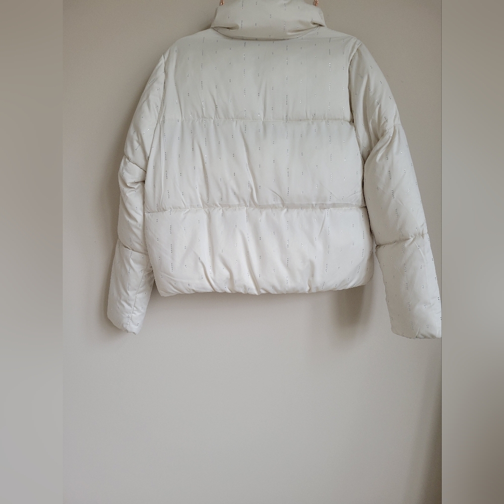 CeCe Ivory Rhinestone Puffer Jacket Size Small - Picture 7 of 15
